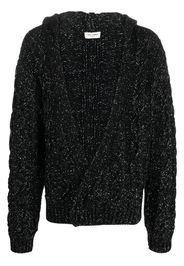 Saint Laurent Grob gestrickter Kapuzencardigan - Schwarz