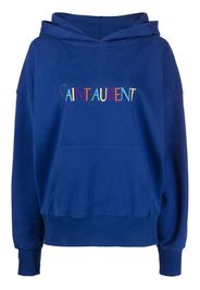 Saint Laurent embroidered-logo long-sleeve hoodie - Blau