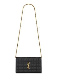 Saint Laurent logo-plaque quilted purse - Schwarz