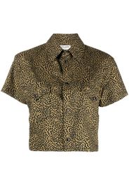 Saint Laurent leopard-print cropped shirt - Braun