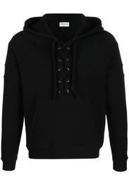 Saint Laurent front lace-up fastening hoodie - Schwarz