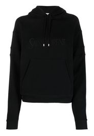 Saint Laurent embroidered-logo cotton hoodie - Schwarz