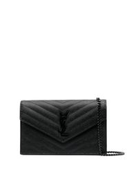 Saint Laurent Cassandre leather wallet-on-chain - Schwarz