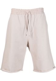 Saint Laurent drawstring-waistband cotton track shorts - Nude