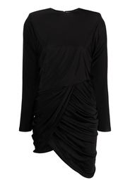 Saint Laurent draped asymmetric-hem dress - Schwarz