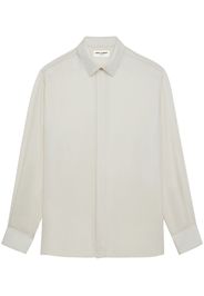 Saint Laurent pointed flat-collar twill shirt - Nude