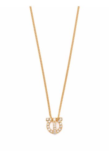 Salvatore Ferragamo Gancini crystal pendant necklace - Gold