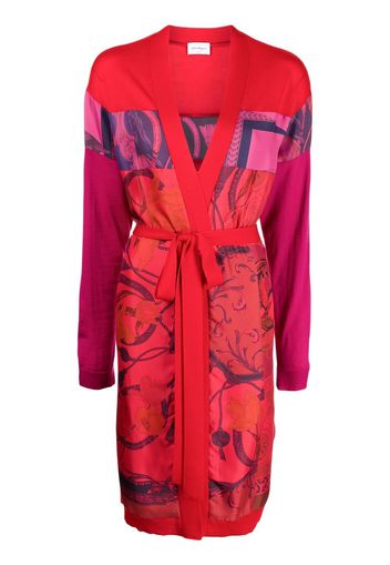 Salvatore Ferragamo heritage-print long belted cardigan - Rot