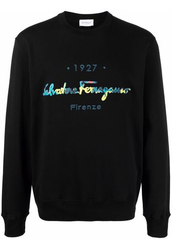 Salvatore Ferragamo embroidered-logo sweatshirt - Schwarz