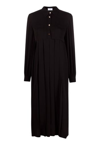 Salvatore Ferragamo pleated-skirt silk shirt dress - Schwarz