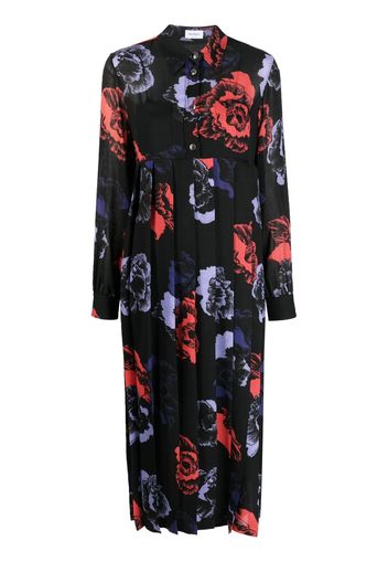 Salvatore Ferragamo floral-print midi dress - Schwarz