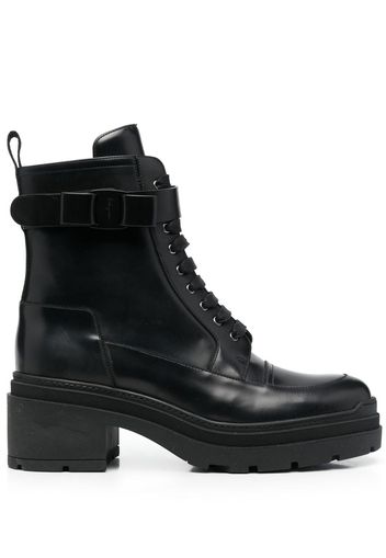 Salvatore Ferragamo chunky leather biker boots - Schwarz