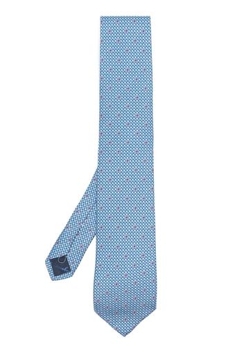 Salvatore Ferragamo Gancini embroidered silk tie - Blau