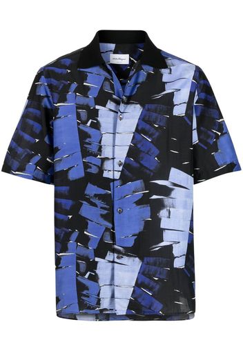 Salvatore Ferragamo Palm-print short-sleeve shrit - Blau