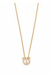 Salvatore Ferragamo Gancini crystal pendant necklace - Gold