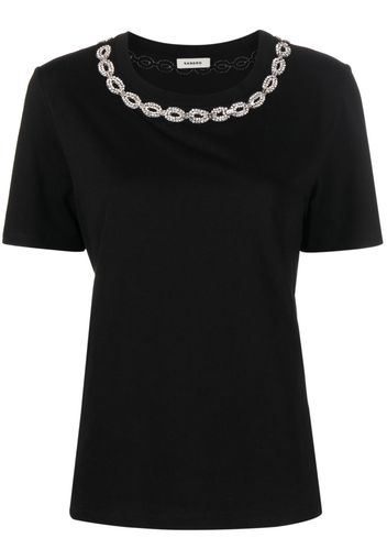 SANDRO jewel-neck short-sleeve T-shirt - Schwarz