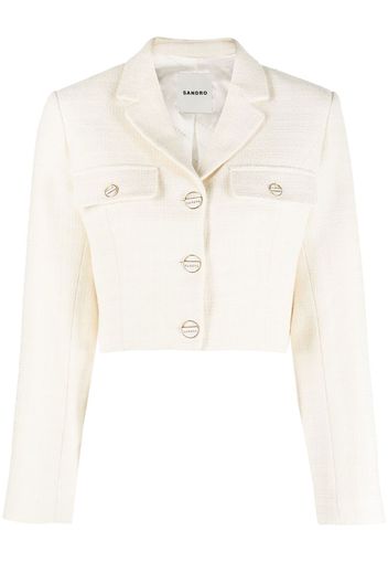 SANDRO Cropped-Jacke aus Tweed - Nude