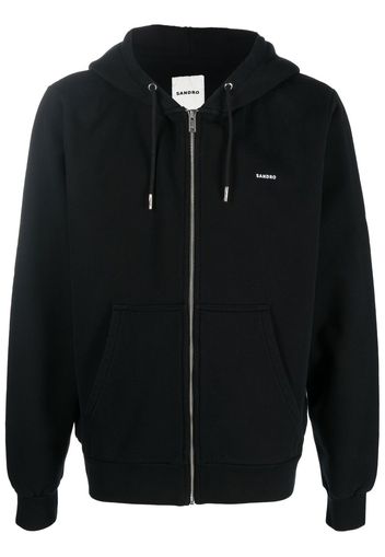 SANDRO Kapuzenjacke mit Logo-Print - Schwarz