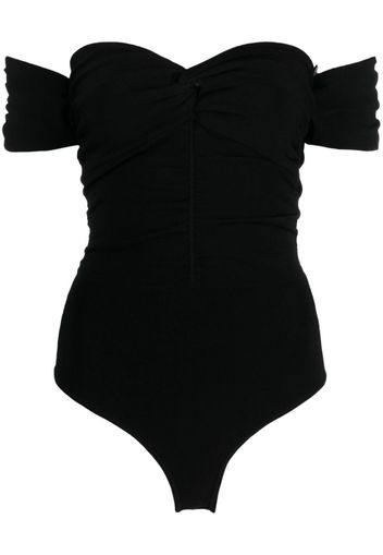 SANDRO off-shoulder ruched bodysuit - Schwarz