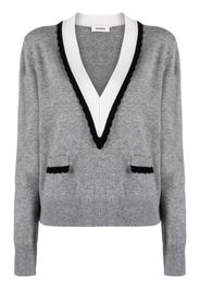 SANDRO V-neck fine-knit jumper - Grau