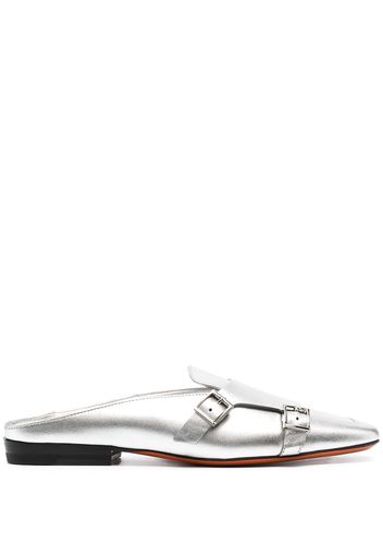 Santoni Mules im Metallic-Look - Silber