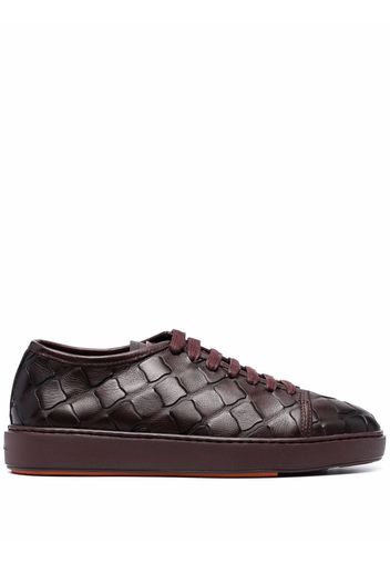 Santoni woven lace-up trainers - Rot