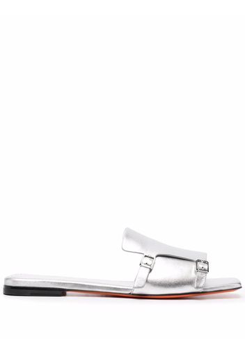 Santoni metallic slip on leather sandals - Silber