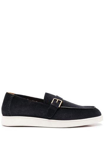 Santoni buckle-detail suede loafers - Blau