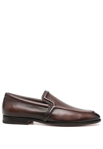 Santoni polished leather loafers - Braun