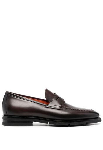 Santoni calf leather loafers - Braun