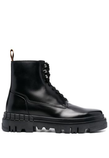 Santoni chunky-tread leather boots - Schwarz