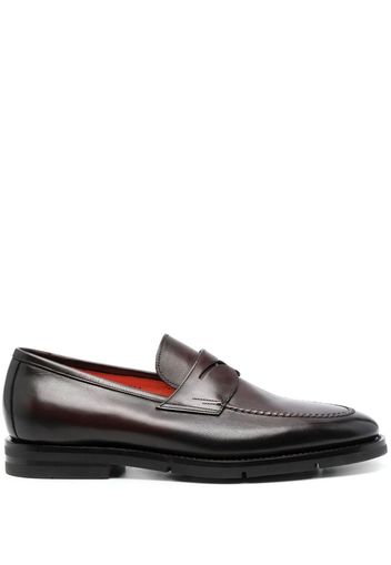 Santoni almond-toe leather penny loafers - Rot