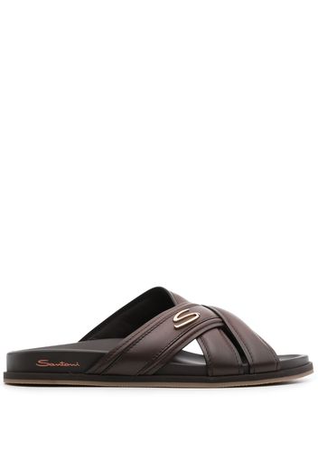 Santoni crossover-straps leather sandals - Braun