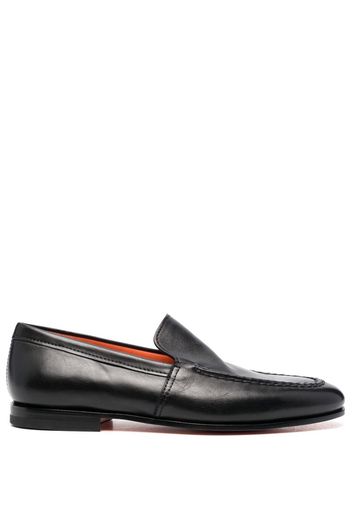 Santoni almond-toe leather loafers - Schwarz