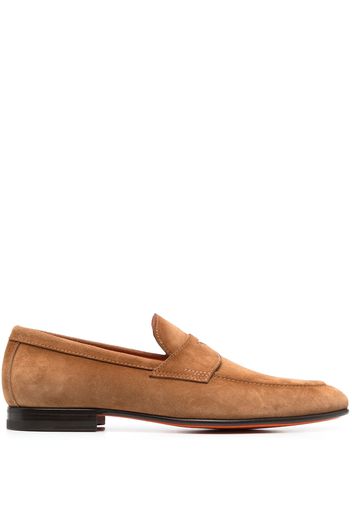 Santoni suede penny loafer - Braun