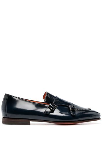 Santoni Double-Buckle contrast-trim loafers - Blau