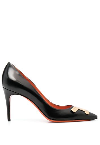 Santoni logo-detail leather pumps - Schwarz