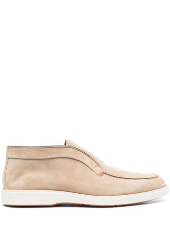 Santoni panelled-design calf-suede loafers - Nude