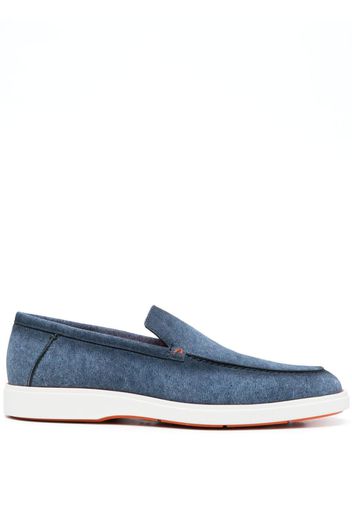 Santoni almond-toe denim loafers - Blau