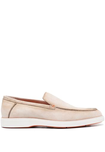 Santoni almond-toe suede loafers - Nude