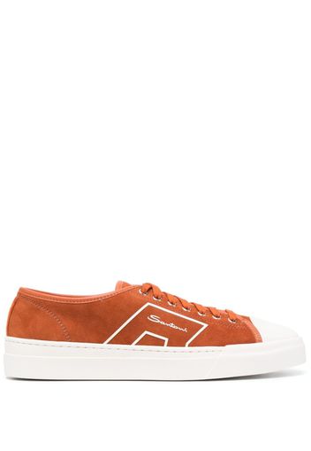 Santoni screen-print low-top suede sneakers - Orange