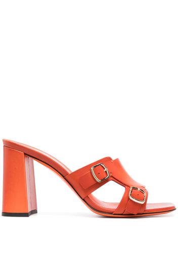 Santoni double-buckle leather mules - Orange