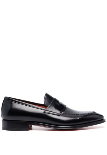 Santoni leather penny loafers - Schwarz