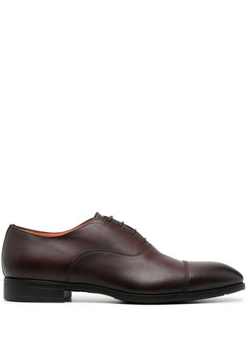 Santoni polished leather oxford shoes - Braun