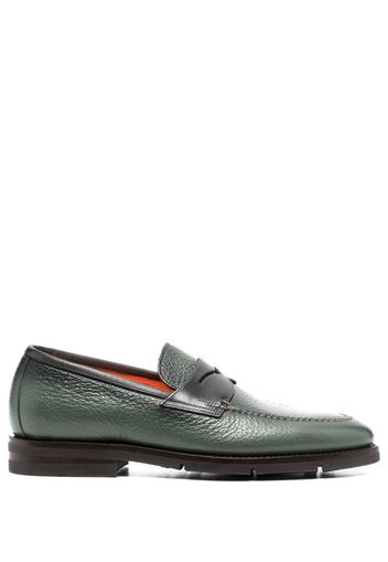 Santoni penny-slot leather loafers - Grün