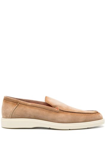 Santoni almond-toe suede loafers - Nude