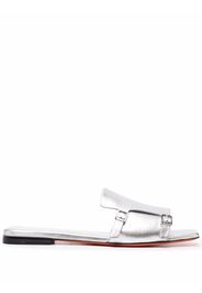 Santoni metallic slip on leather sandals - Silber