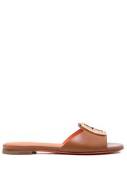 Santoni front buckle-detail mules - Braun