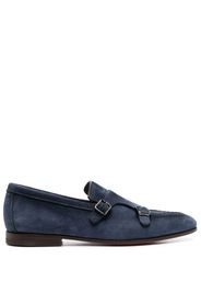 Santoni suede-leather monk shoes - Blau