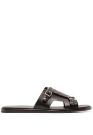 Santoni interwoven-strap flat leather sandals - Braun